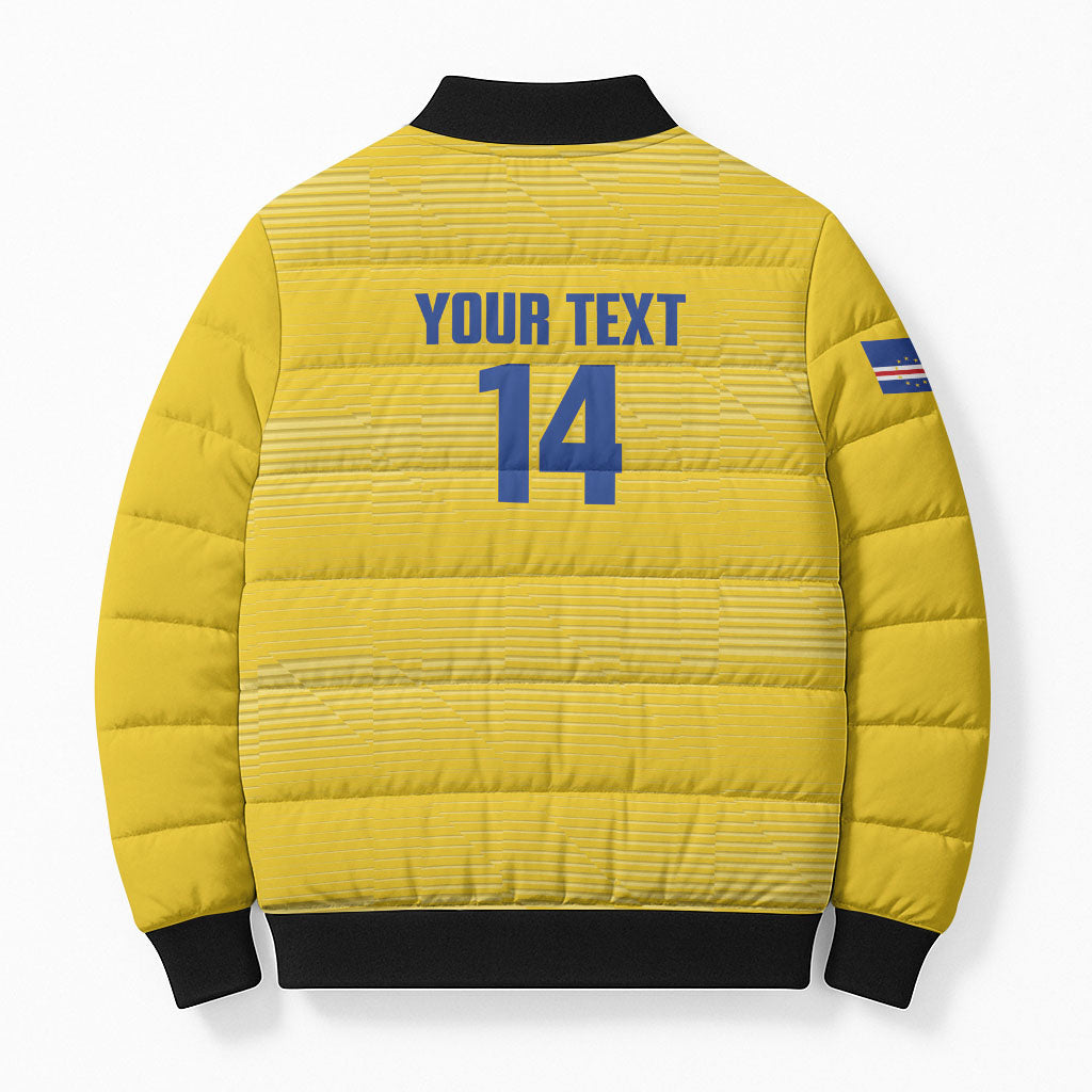 Cabo Verde Football 2026 Custom Bomber Puffer Jacket Tubaroes Azuis Goalkeeper Yellow Jersey