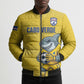 Cabo Verde Football 2026 Custom Bomber Puffer Jacket Tubaroes Azuis Goalkeeper Yellow Jersey
