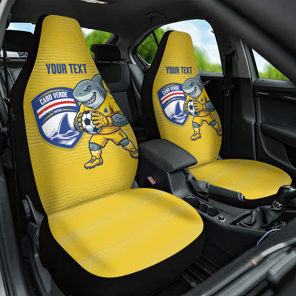 Cabo Verde Football 2026 Custom Car Seat Cover Tubaroes Azuis Goalkeeper Yellow Jersey
