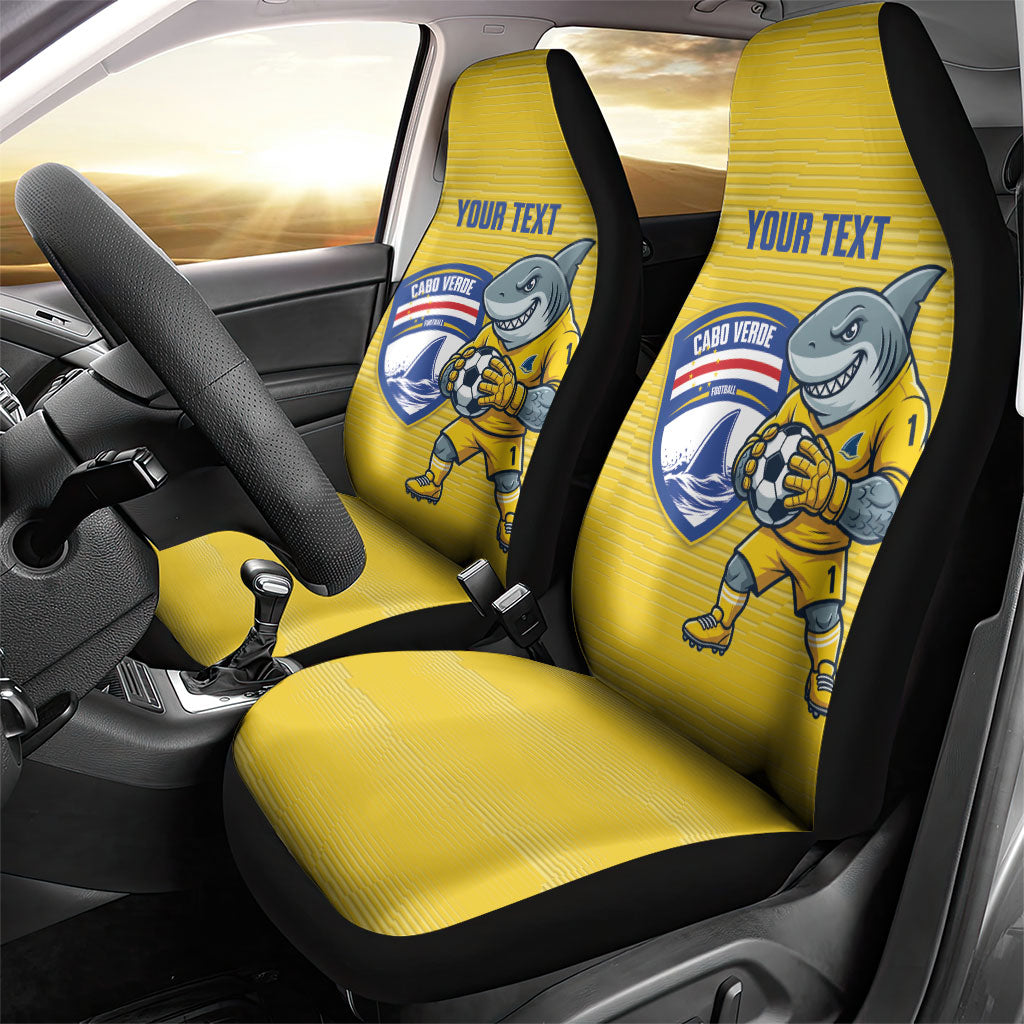 Cabo Verde Football 2026 Custom Car Seat Cover Tubaroes Azuis Goalkeeper Yellow Jersey