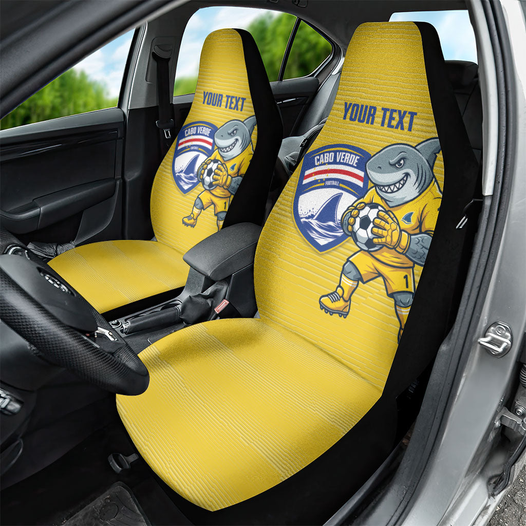 Cabo Verde Football 2026 Custom Car Seat Cover Tubaroes Azuis Goalkeeper Yellow Jersey