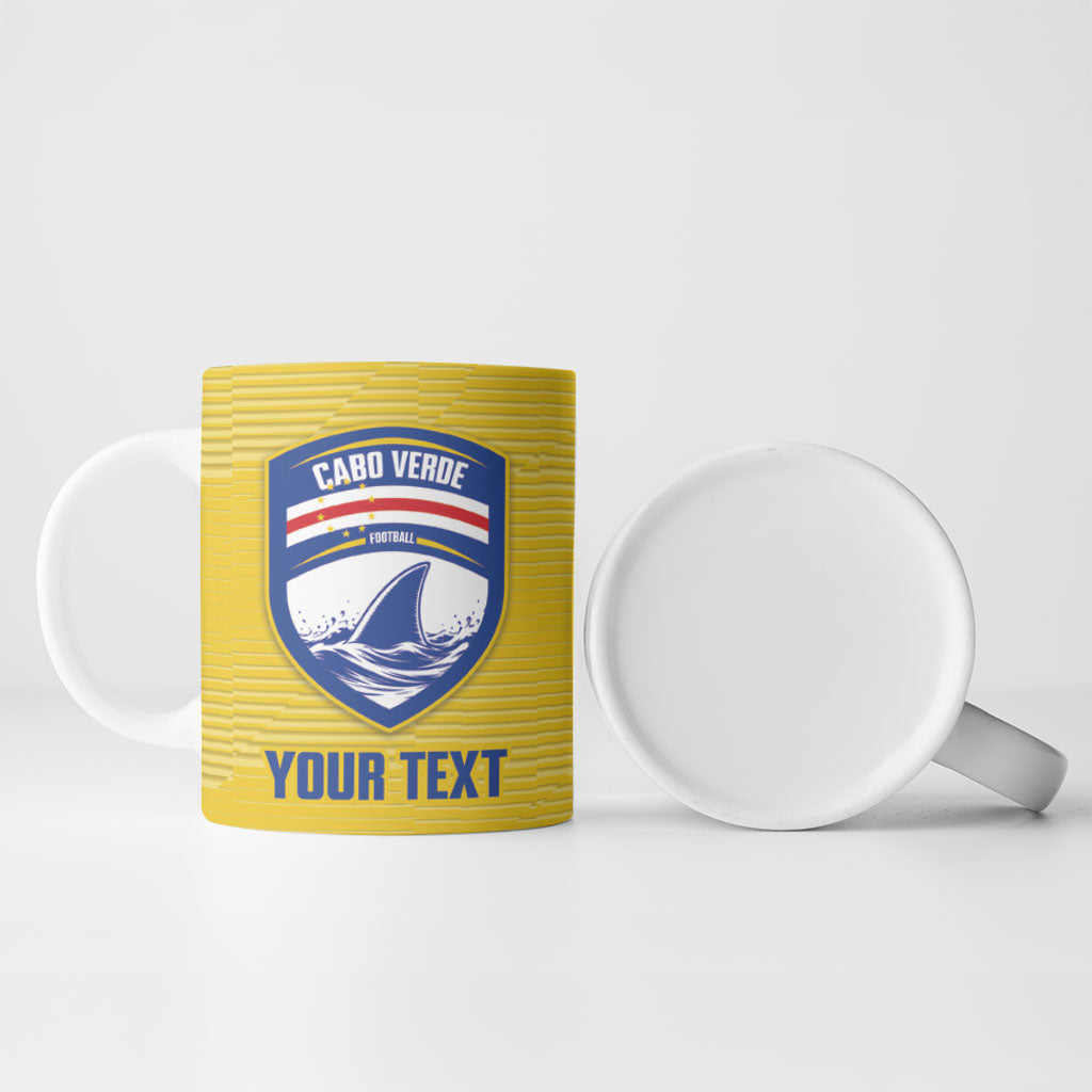 Cabo Verde Football 2026 Custom Ceramic Mug Tubaroes Azuis Goalkeeper Yellow Jersey