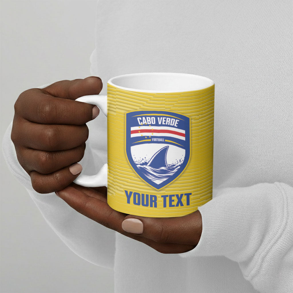 Cabo Verde Football 2026 Custom Ceramic Mug Tubaroes Azuis Goalkeeper Yellow Jersey