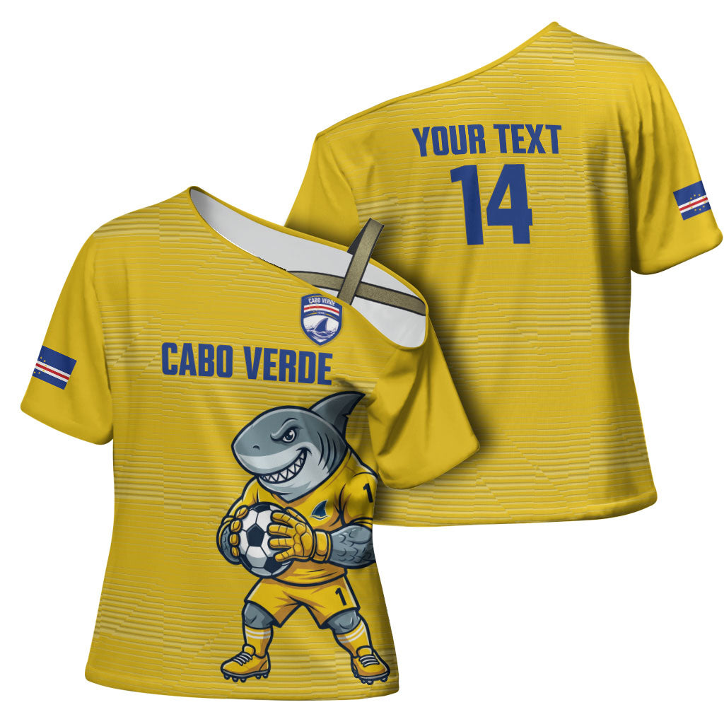 Cabo Verde Football 2026 Custom Cross Shoulder Shirt Tubaroes Azuis Goalkeeper Yellow Jersey