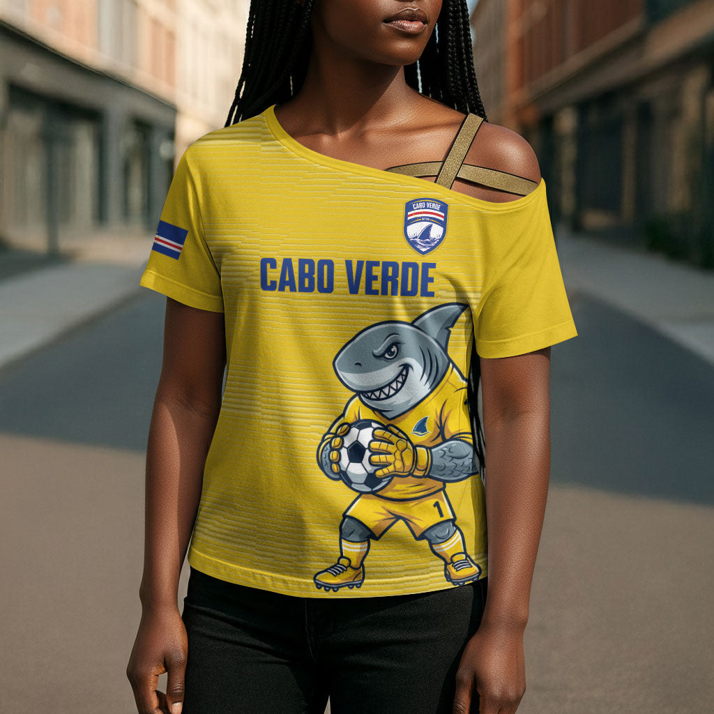 Cabo Verde Football 2026 Custom Cross Shoulder Shirt Tubaroes Azuis Goalkeeper Yellow Jersey