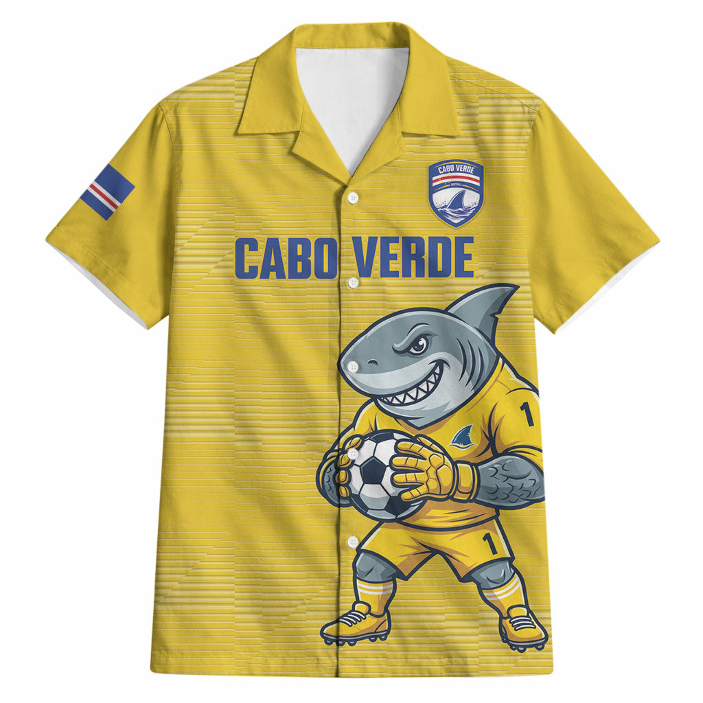 Cabo Verde Football 2026 Custom Hawaiian Shirt Tubaroes Azuis Goalkeeper Yellow Jersey