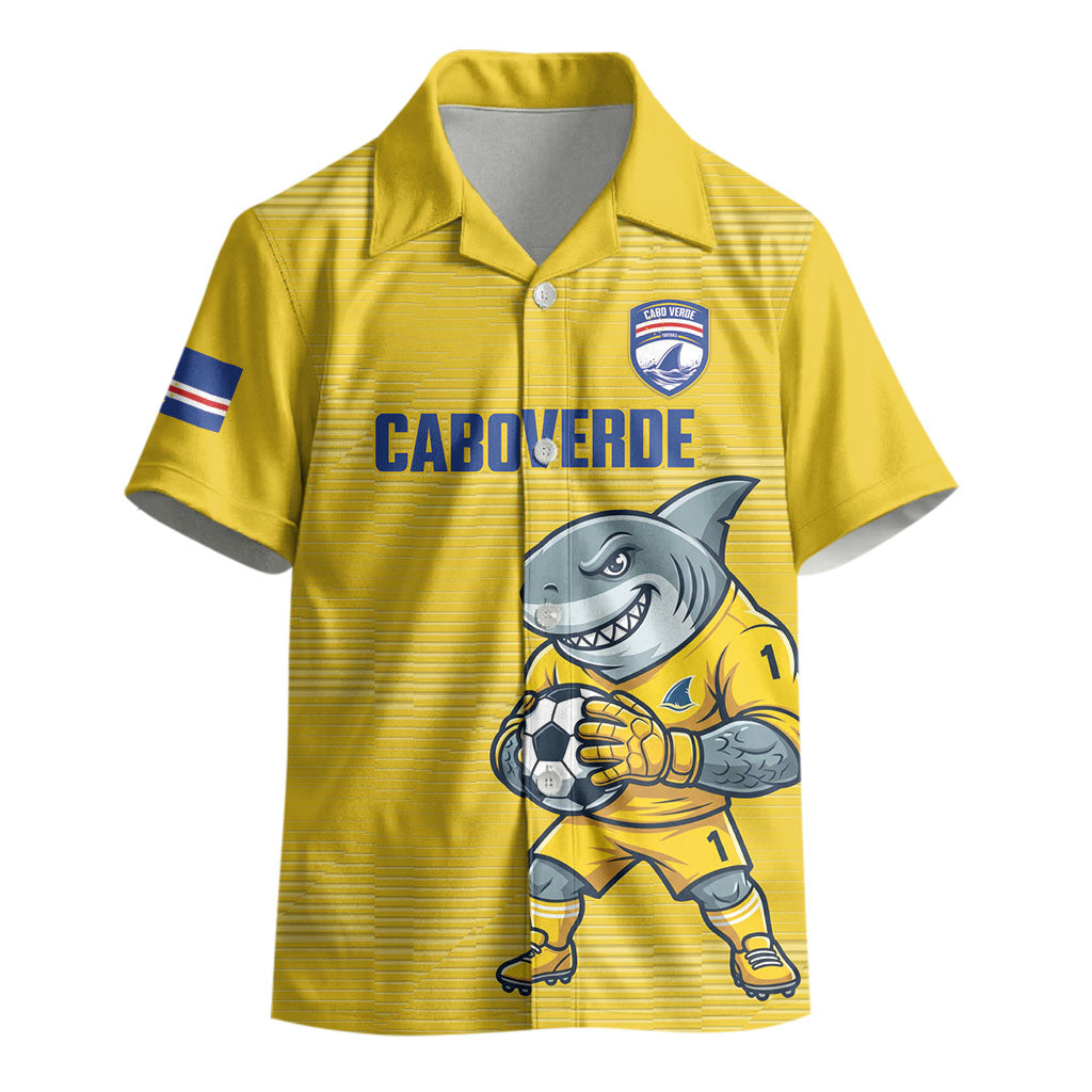 Cabo Verde Football 2026 Custom Kid Hawaiian Shirt Tubaroes Azuis Goalkeeper Yellow Jersey