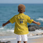 Cabo Verde Football 2026 Custom Kid Hawaiian Shirt Tubaroes Azuis Goalkeeper Yellow Jersey