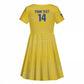 Cabo Verde Football 2026 Custom Kid Short Sleeve Dress Tubaroes Azuis Goalkeeper Yellow Jersey