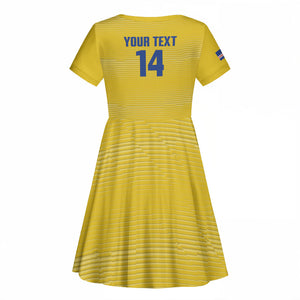 Cabo Verde Football 2026 Custom Kid Short Sleeve Dress Tubaroes Azuis Goalkeeper Yellow Jersey