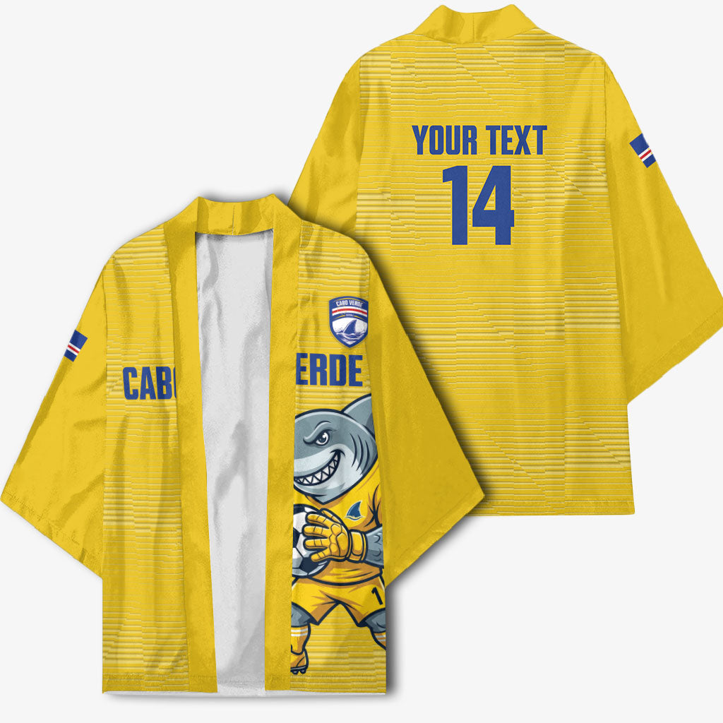 Cabo Verde Football 2026 Custom Kimono Tubaroes Azuis Goalkeeper Yellow Jersey