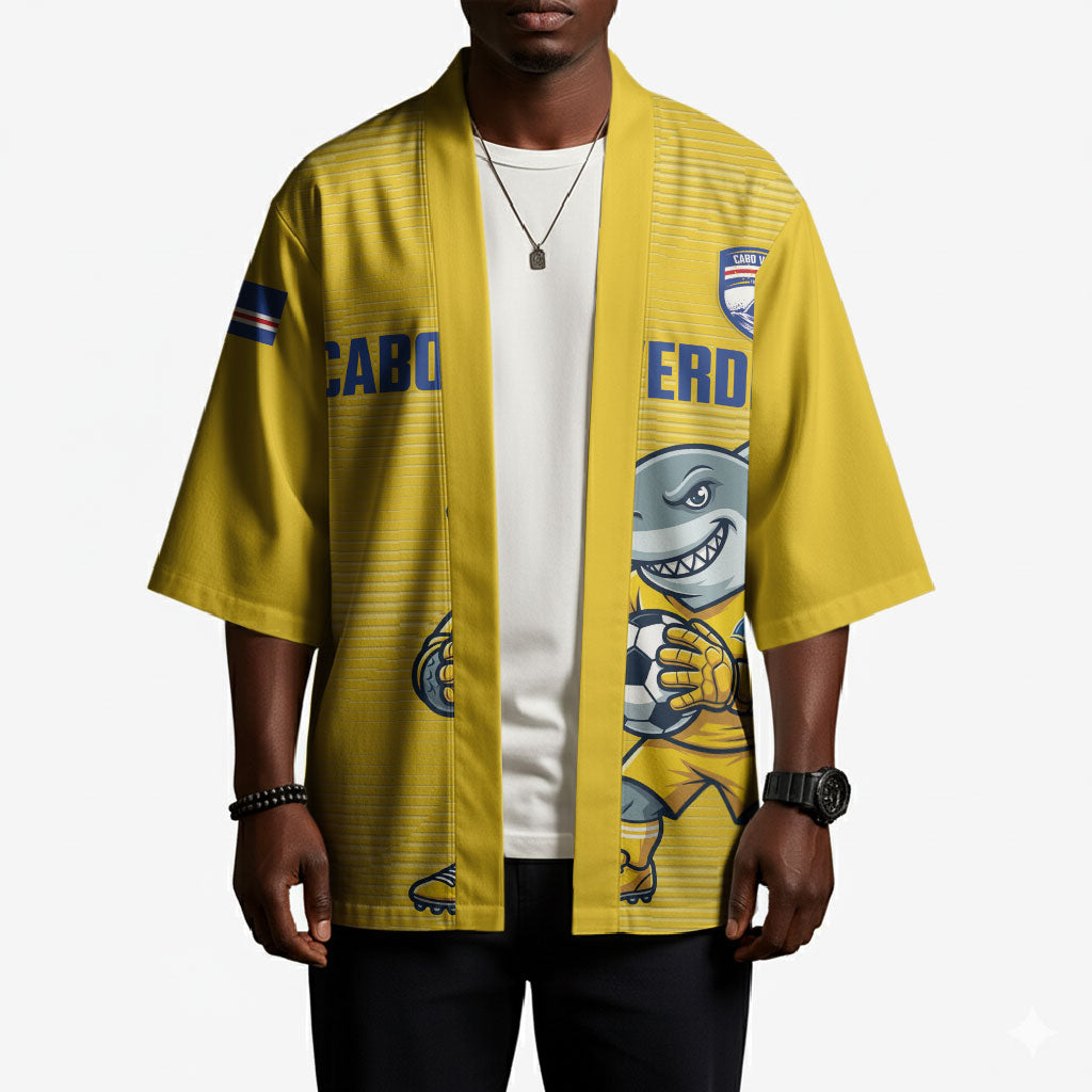 Cabo Verde Football 2026 Custom Kimono Tubaroes Azuis Goalkeeper Yellow Jersey