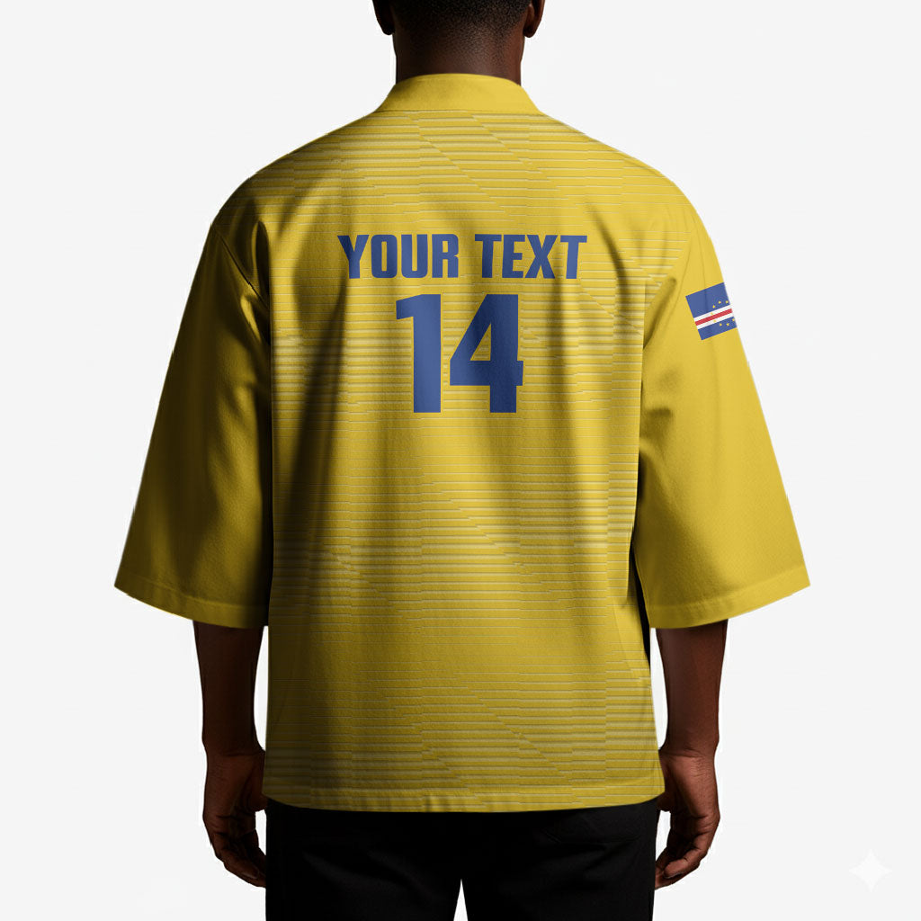 Cabo Verde Football 2026 Custom Kimono Tubaroes Azuis Goalkeeper Yellow Jersey