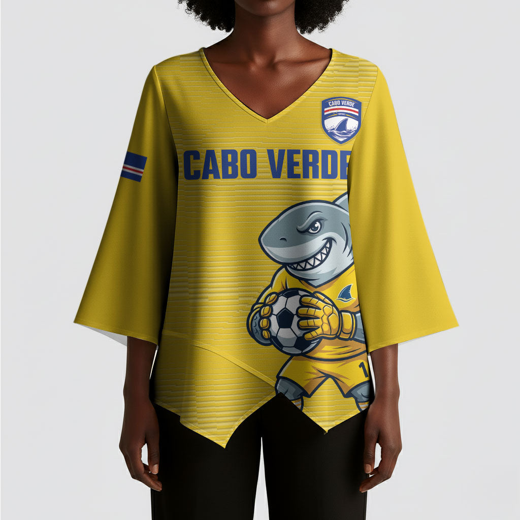 Cabo Verde Football 2026 Custom Kimono Sleeve Blouse Tubaroes Azuis Goalkeeper Yellow Jersey