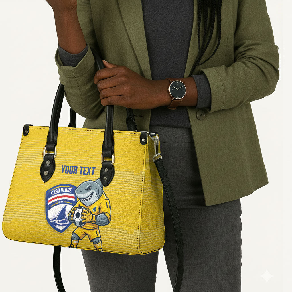 Cabo Verde Football 2026 Custom Leather Bag Tubaroes Azuis Goalkeeper Yellow Jersey