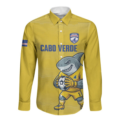 Cabo Verde Football 2026 Custom Long Sleeve Button Shirt Tubaroes Azuis Goalkeeper Yellow Jersey