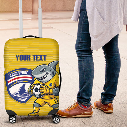 Cabo Verde Football 2026 Custom Luggage Cover Tubaroes Azuis Goalkeeper Yellow Jersey