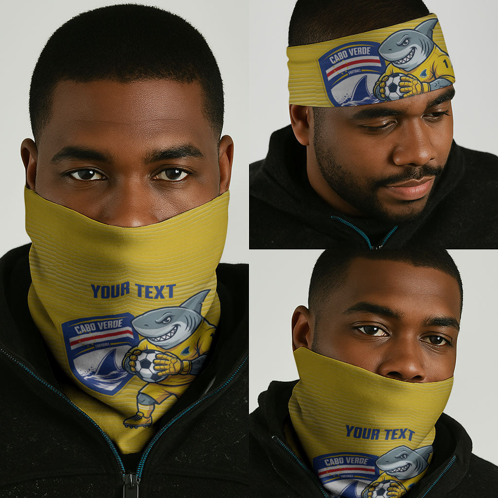 Cabo Verde Football 2026 Custom Neck Gaiter Tubaroes Azuis Goalkeeper Yellow Jersey