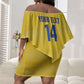 Cabo Verde Football 2026 Custom Off Shoulder Short Dress Tubaroes Azuis Goalkeeper Yellow Jersey