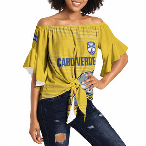 Cabo Verde Football 2026 Custom Off Shoulder Wrap Waist Top Tubaroes Azuis Goalkeeper Yellow Jersey
