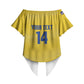 Cabo Verde Football 2026 Custom Off Shoulder Wrap Waist Top Tubaroes Azuis Goalkeeper Yellow Jersey