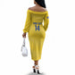 Cabo Verde Football 2026 Custom Off The Shoulder Long Sleeve Dress Tubaroes Azuis Goalkeeper Yellow Jersey