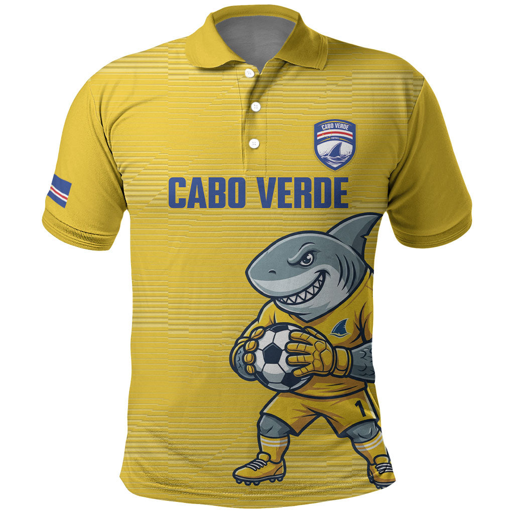 Cabo Verde Football 2026 Custom Polo Shirt Tubaroes Azuis Goalkeeper Yellow Jersey
