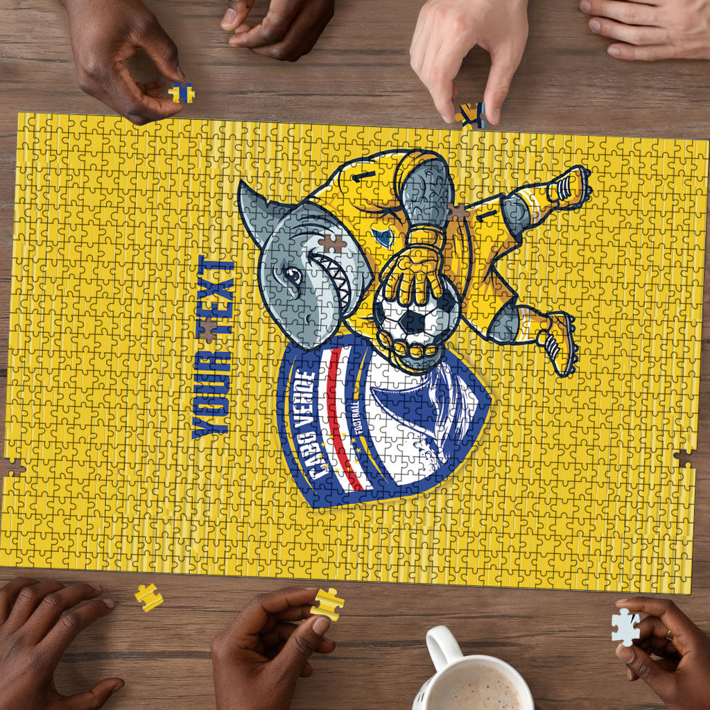 Cabo Verde Football 2026 Custom Puzzle Tubaroes Azuis Goalkeeper Yellow Jersey