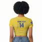 Cabo Verde Football 2026 Custom Raglan Cropped T shirt Tubaroes Azuis Goalkeeper Yellow Jersey