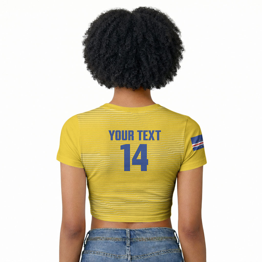 Cabo Verde Football 2026 Custom Raglan Cropped T shirt Tubaroes Azuis Goalkeeper Yellow Jersey