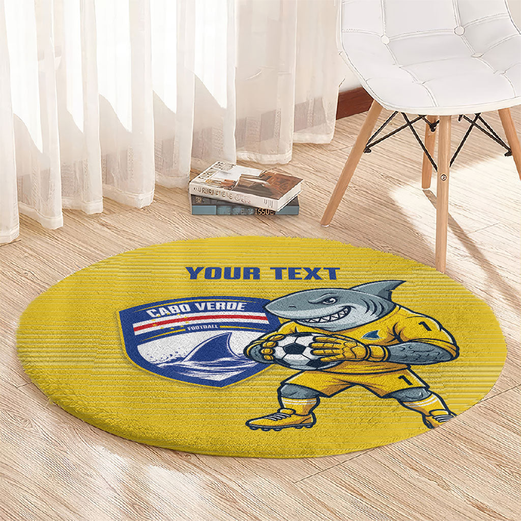 Cabo Verde Football 2026 Custom Round Carpet Tubaroes Azuis Goalkeeper Yellow Jersey