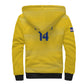 Cabo Verde Football 2026 Custom Sherpa Hoodie Tubaroes Azuis Goalkeeper Yellow Jersey
