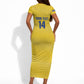 Cabo Verde Football 2026 Custom Short Sleeve Bodycon Dress Tubaroes Azuis Goalkeeper Yellow Jersey