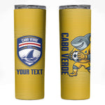 Cabo Verde Football 2026 Custom Skinny Tumbler Tubaroes Azuis Goalkeeper Yellow Jersey