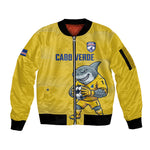 Cabo Verde Football 2026 Custom Sleeve Zip Bomber Jacket Tubaroes Azuis Goalkeeper Yellow Jersey