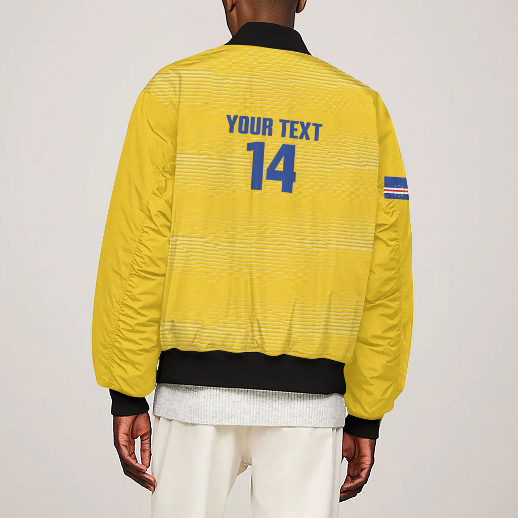 Cabo Verde Football 2026 Custom Sleeve Zip Bomber Jacket Tubaroes Azuis Goalkeeper Yellow Jersey