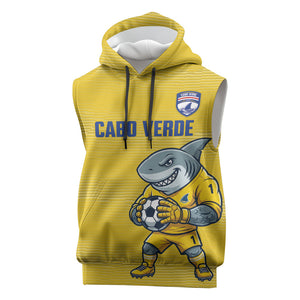 Cabo Verde Football 2026 Custom Sleeveless Hoodie Tubaroes Azuis Goalkeeper Yellow Jersey