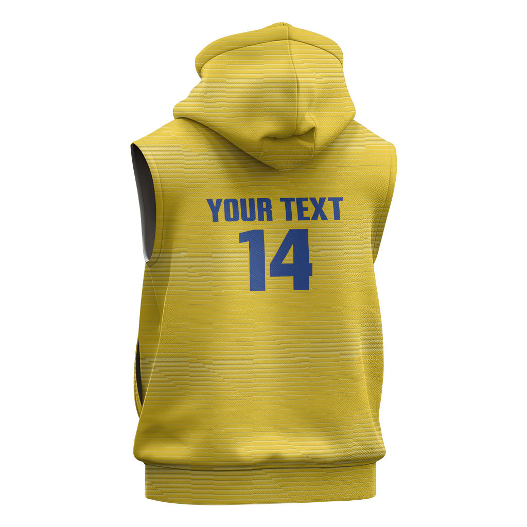 Cabo Verde Football 2026 Custom Sleeveless Hoodie Tubaroes Azuis Goalkeeper Yellow Jersey