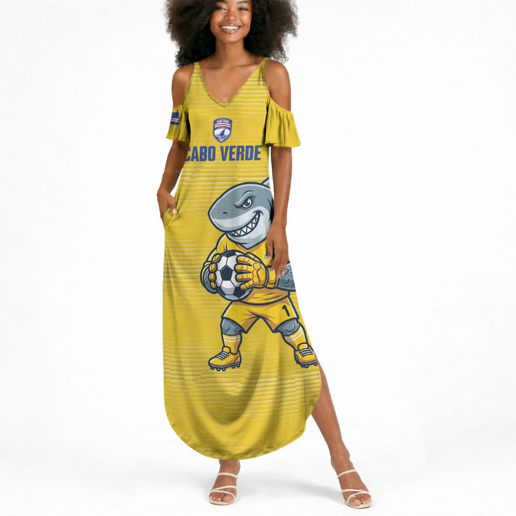 Cabo Verde Football 2026 Custom Summer Maxi Dress Tubaroes Azuis Goalkeeper Yellow Jersey
