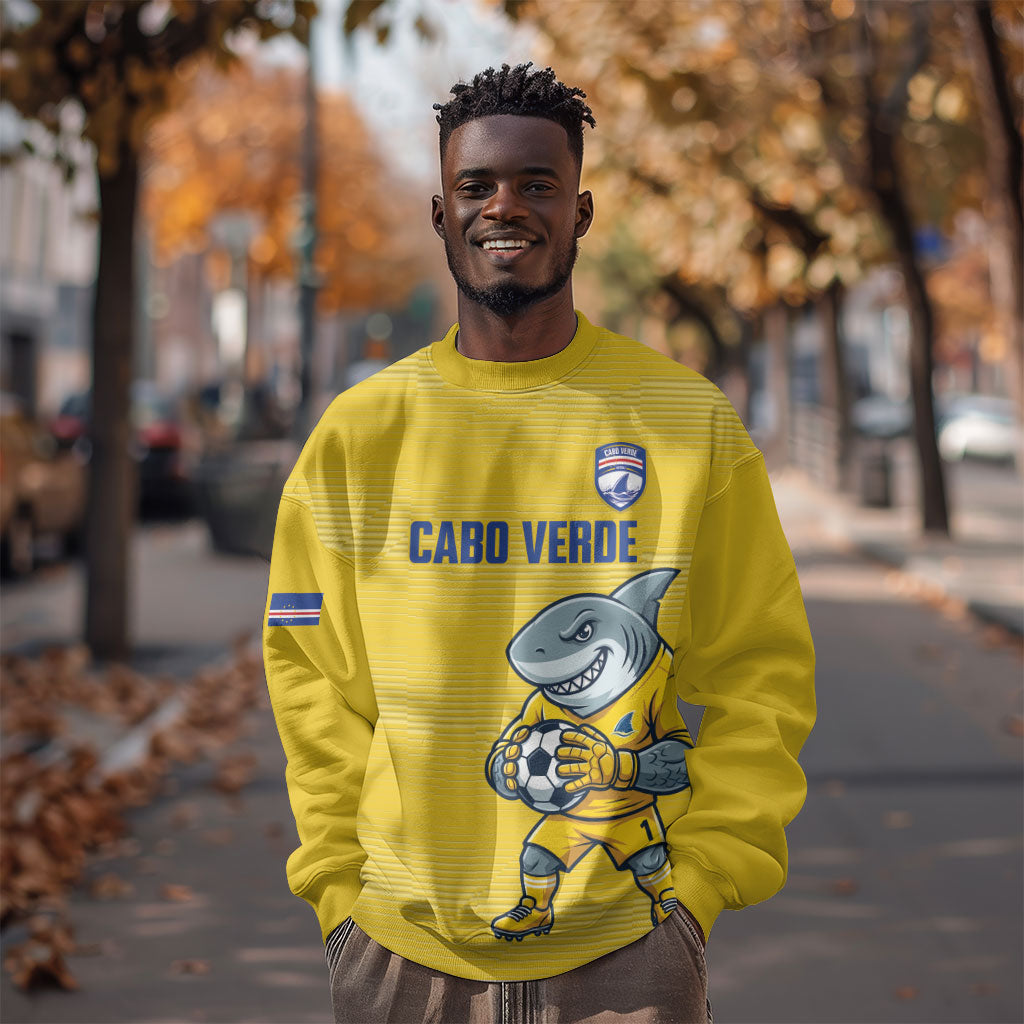Cabo Verde Football 2026 Custom Sweatshirt Tubaroes Azuis Goalkeeper Yellow Jersey