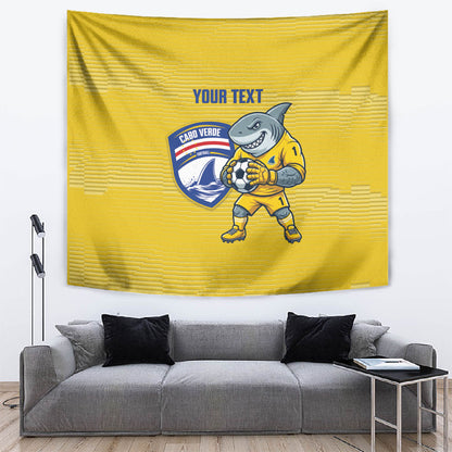 Cabo Verde Football 2026 Custom Tapestry Tubaroes Azuis Goalkeeper Yellow Jersey