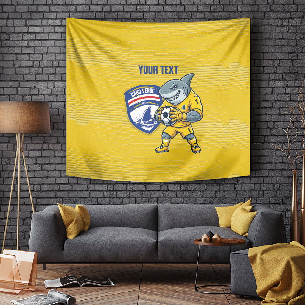 Cabo Verde Football 2026 Custom Tapestry Tubaroes Azuis Goalkeeper Yellow Jersey