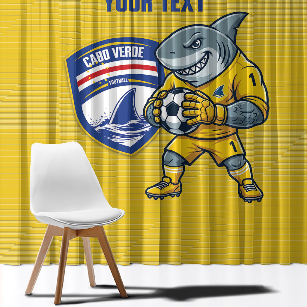 Cabo Verde Football 2026 Custom Window Curtain Tubaroes Azuis Goalkeeper Yellow Jersey