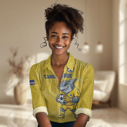 Cabo Verde Football 2026 Custom Women Casual Shirt Tubaroes Azuis Goalkeeper Yellow Jersey