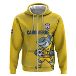 Cabo Verde Football 2026 Custom Zip Hoodie Tubaroes Azuis Goalkeeper Yellow Jersey