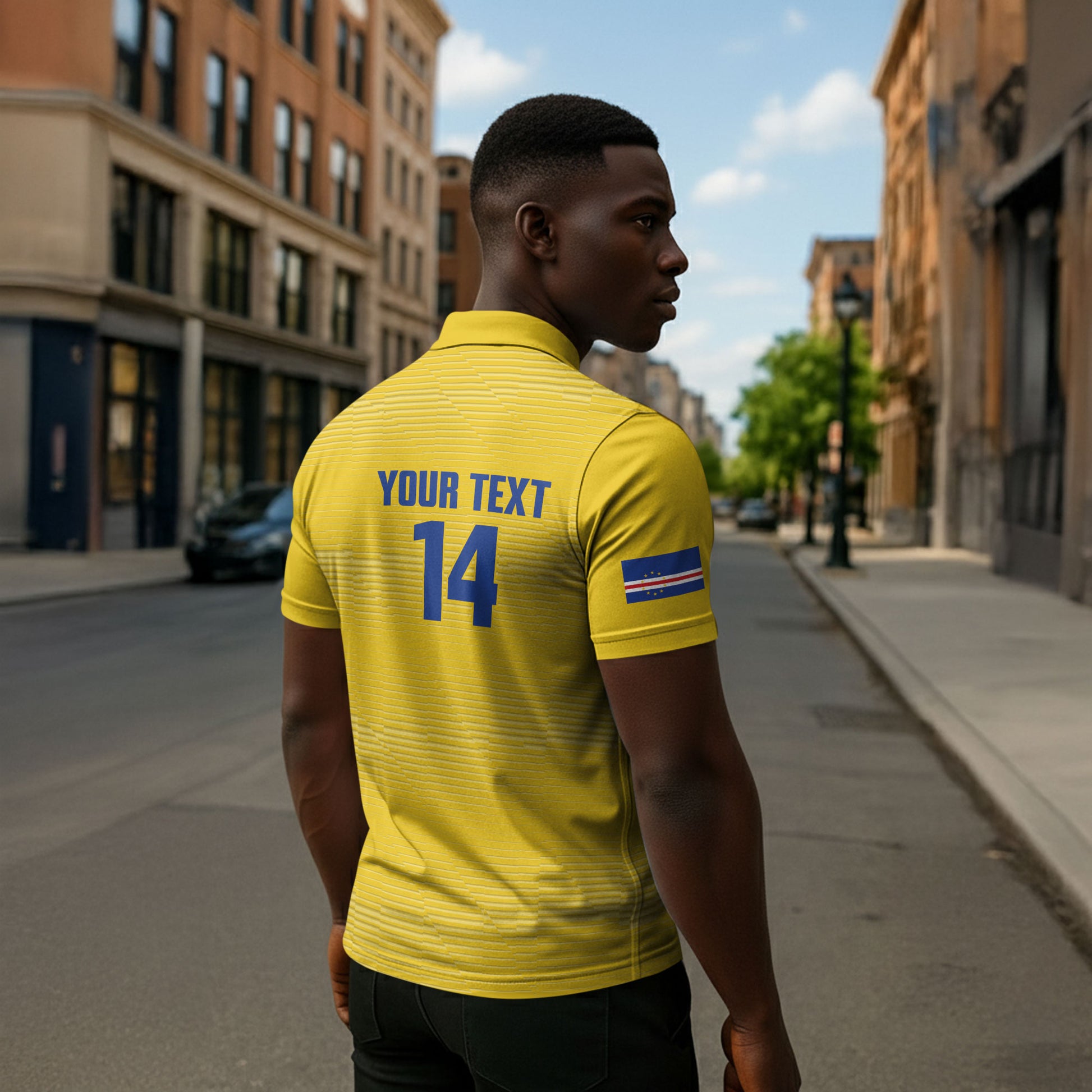 Cabo Verde Football 2026 Custom Zipper Polo Shirt Tubaroes Azuis Goalkeeper Yellow Jersey
