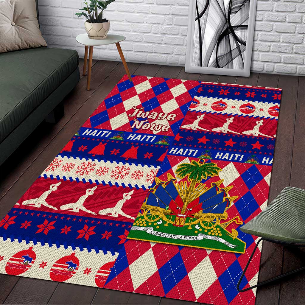 Afro Haiti Christmas Area Rug Jwaye Nowe Neg Marron With Coat Of Arms - African Pride