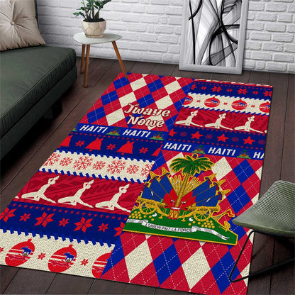 Afro Haiti Christmas Area Rug Jwaye Nowe Neg Marron With Coat Of Arms - African Pride