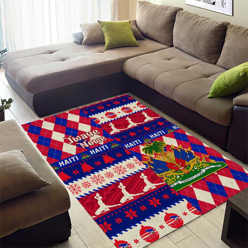 Afro Haiti Christmas Area Rug Jwaye Nowe Neg Marron With Coat Of Arms - African Pride