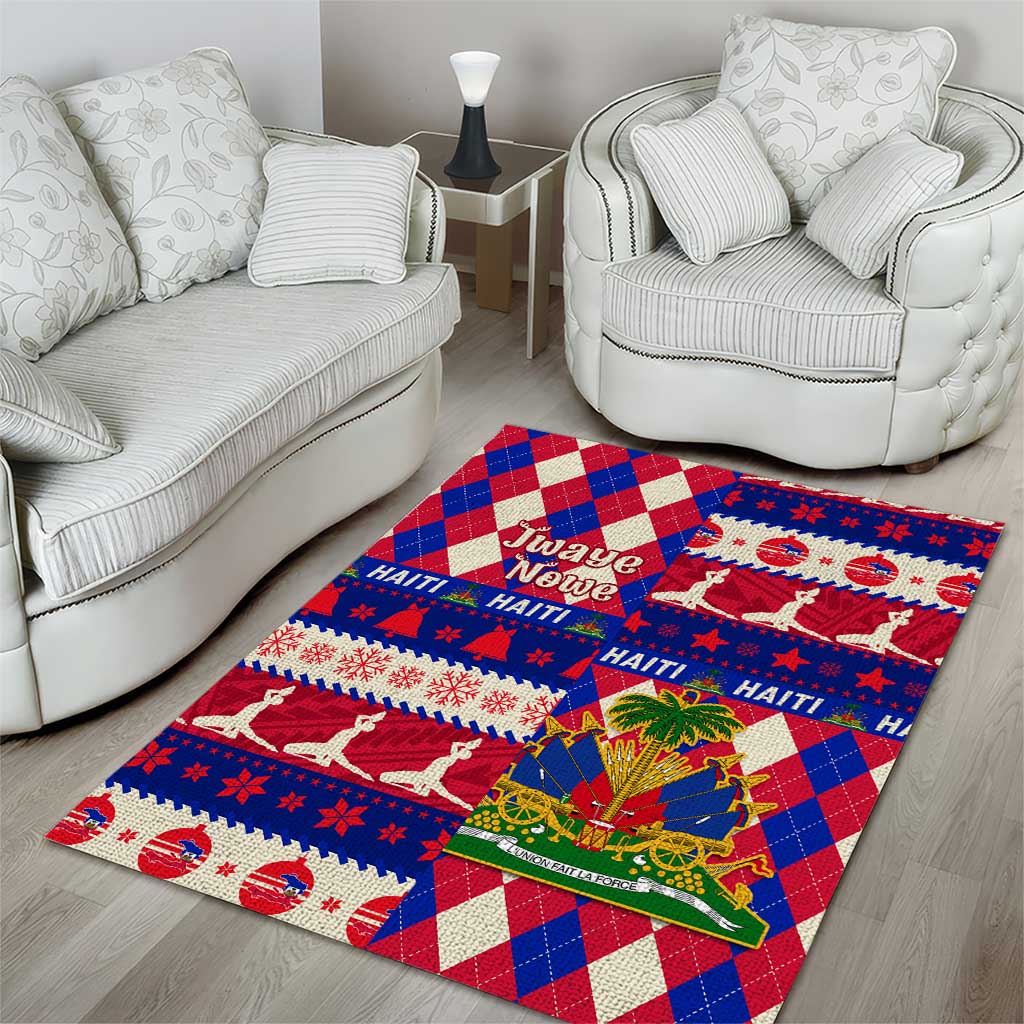 Afro Haiti Christmas Area Rug Jwaye Nowe Neg Marron With Coat Of Arms - African Pride